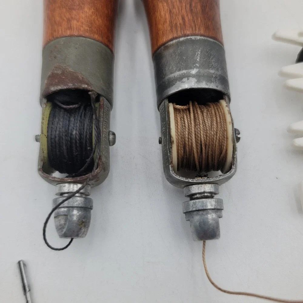 Vintage Speedy Stitcher Sewing Awl Lot Leather Canvas Repair Tools Wood Handle